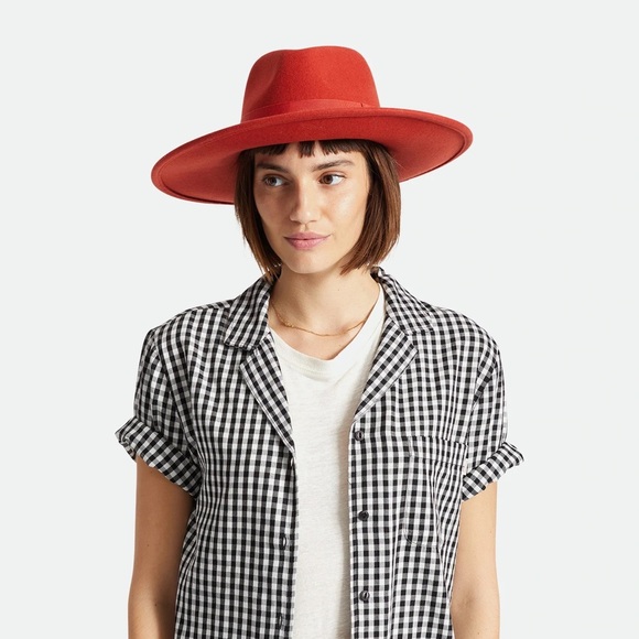 BRIXTON Structured Fedora Red Rancher Hat 100% Wool Can Be UNISEX  Size M - Picture 9 of 12